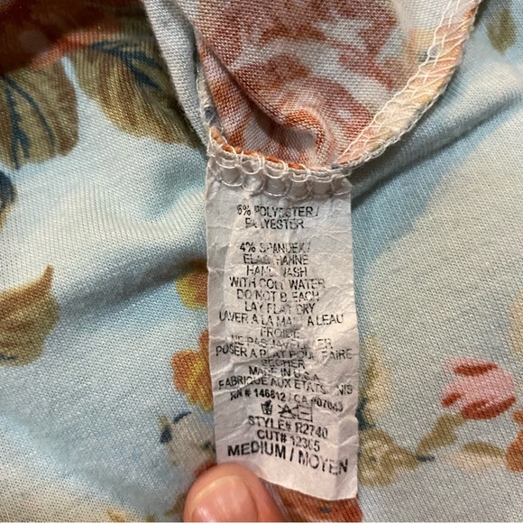 3/$12 Floral Print Short Sleeve Casual Tee - Picture 3 of 3